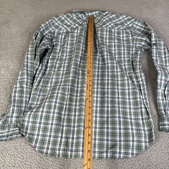 Columbia Shirt Mens M Green Plaid Button Roll Tab Vented Pocket Outdoor Hiking - Picture 10 of 16
